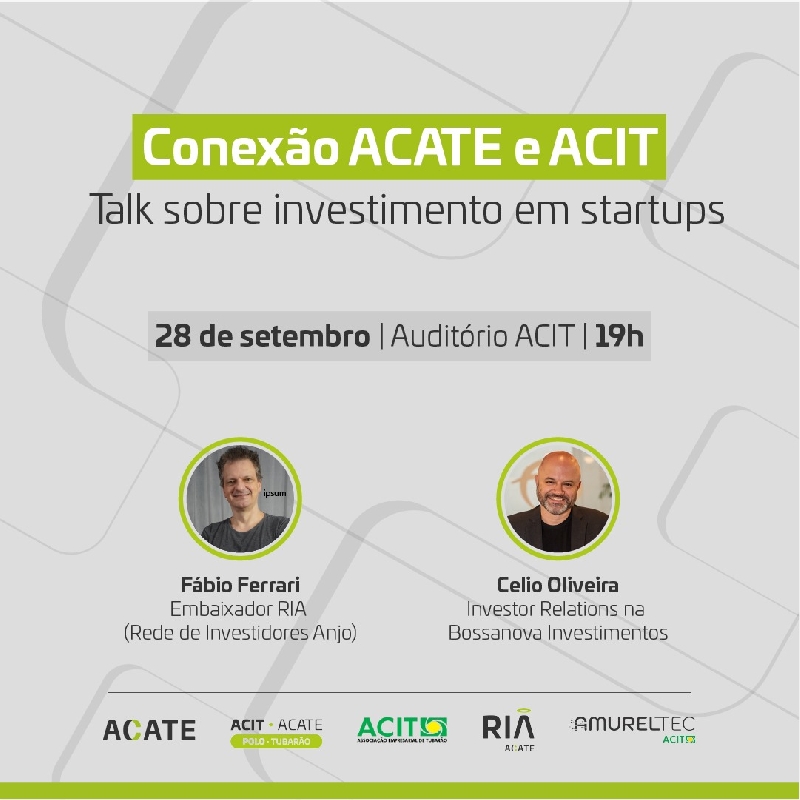 Evento na ACIT orientará startups sobre como receber investimentos
