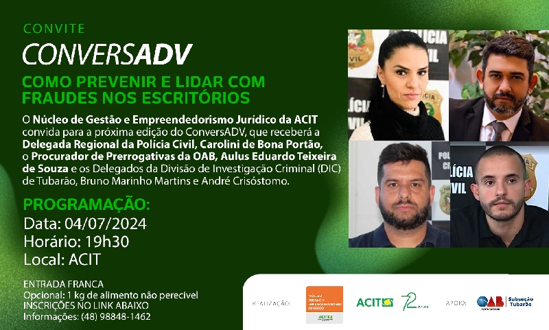 Alerta de fraude: Núcleo Jurídico da ACIT realizará evento nesta quinta-feira